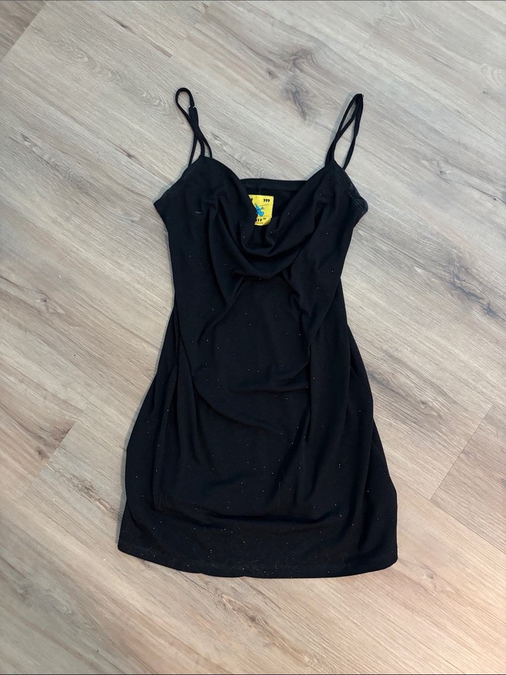 Black Cowl Neck Slip Dress with Sparkle